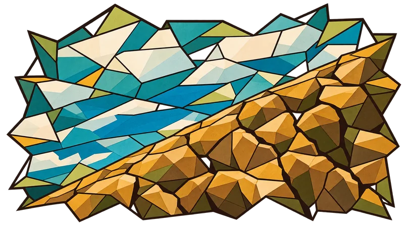 Stained-glass illustration for Genesis 13, inspired by a photograph by Christian Nartatez