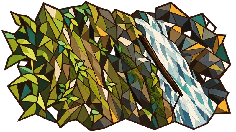 Stained-glass illustration for Genesis 22, inspired by a photograph by Christian Nartatez