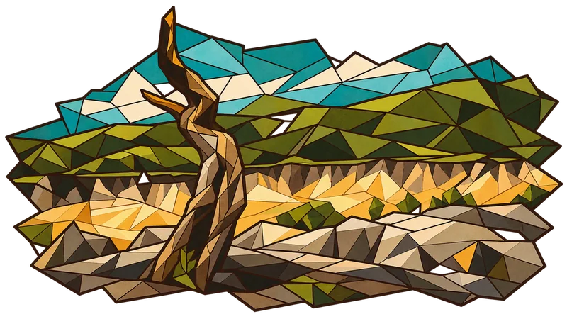 Stained-glass illustration for Genesis 32, inspired by a photograph by Christian Nartatez
