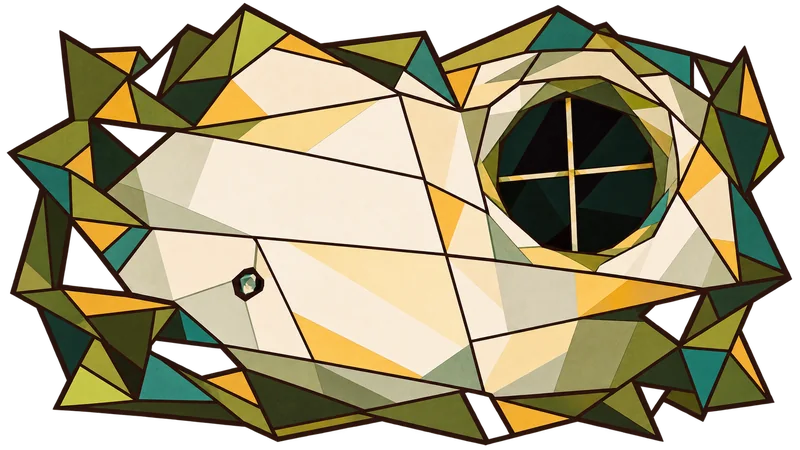 Stained-glass illustration for Genesis 39, inspired by a photograph by Christian Nartatez